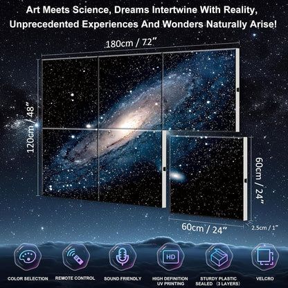 JBER Art Akoestische panelen met knipperlichten van sterrenlicht, set van 6 zelfklevende grote muurkunst schilderijen voor celdecoratie, geluidsabsorberende panelen voor (Nebula-01, 180×120CM)