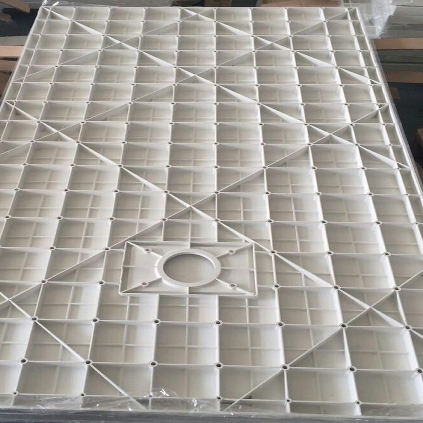 Laneri douchewand van SMC met doucheafvoer, motief leisteen, taupe, 70 x 120 cm