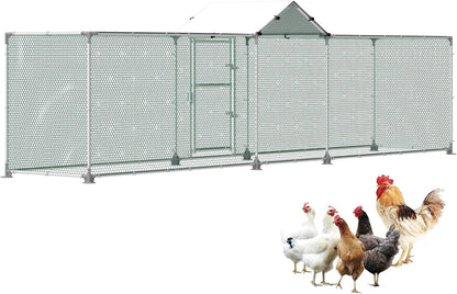 Kippenhok – Vrijloophok – Buitenren – Dierenverblijf – Buitenhok – Verzinkt Staal – Waterdicht Zonnescherm 3x1x1,4m