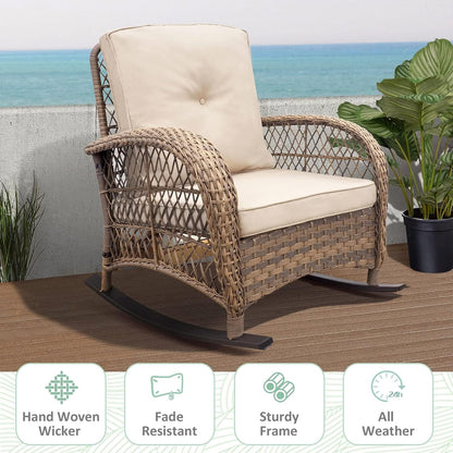 ATR ART TO REAL Tuin schommelstoel, outdoor rotan schommelstoel met all-weather handgeweven hars rieten, terras ontspannende lounge meubels met gepoedercoat metalen frame voor achtertuin, veranda