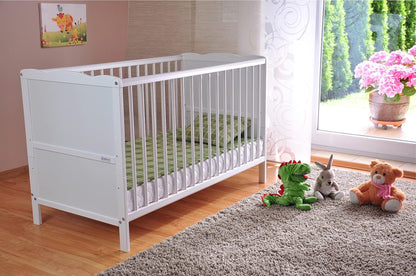 Babyledikant – Babebedje – Kinderbed – Babybed – Ledikant – Verstelbaar In Hoogte – Ombouwbaar Tot Juniorbed – Met Aloe Vera Foam Matras – Met Tandrails – Wit