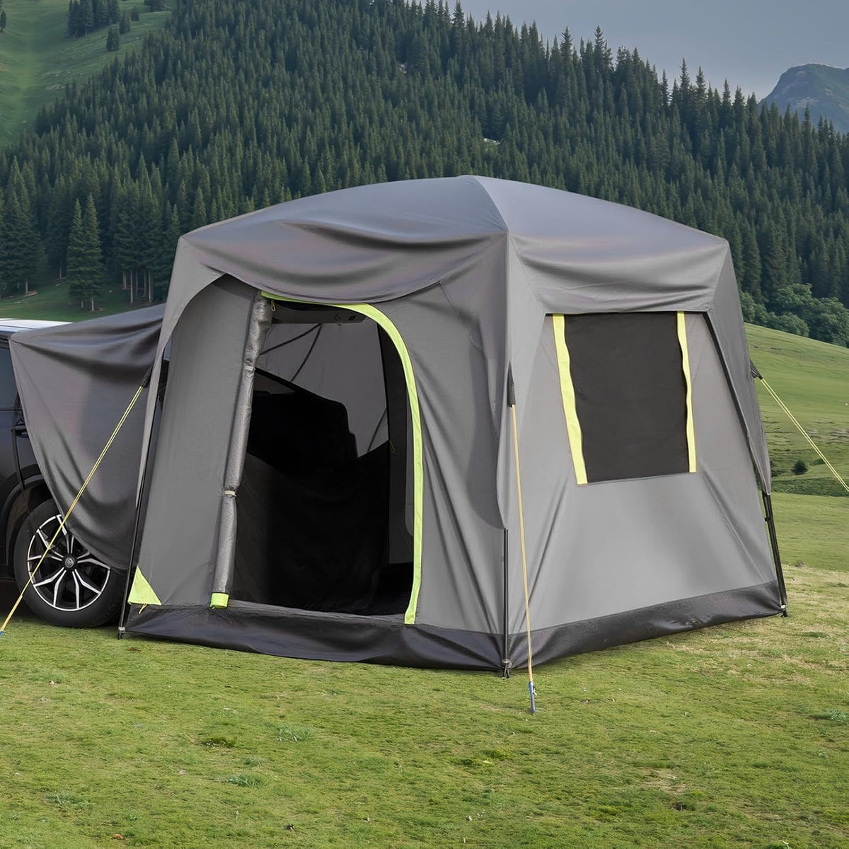 VEVOR Campingtent voor SUV, PU 2000 mm, waterdicht, ruim dubbellaags design voor 5-8 personen, met netramen, inclusief luifel en opbergtas, 2480 x 3080 x 2300 mm