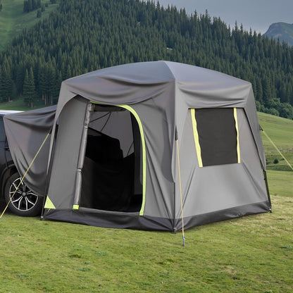 VEVOR Campingtent voor SUV, PU 2000 mm, waterdicht, ruim dubbellaags design voor 5-8 personen, met netramen, inclusief luifel en opbergtas, 2480 x 3080 x 2300 mm
