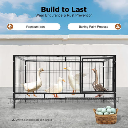 Chicken Coop with Automatic Egg Collection, 120 x 58 x 62 cm, Iron Modern for Indoor and Outdoor Use for 9-10 Chickens - QUORE