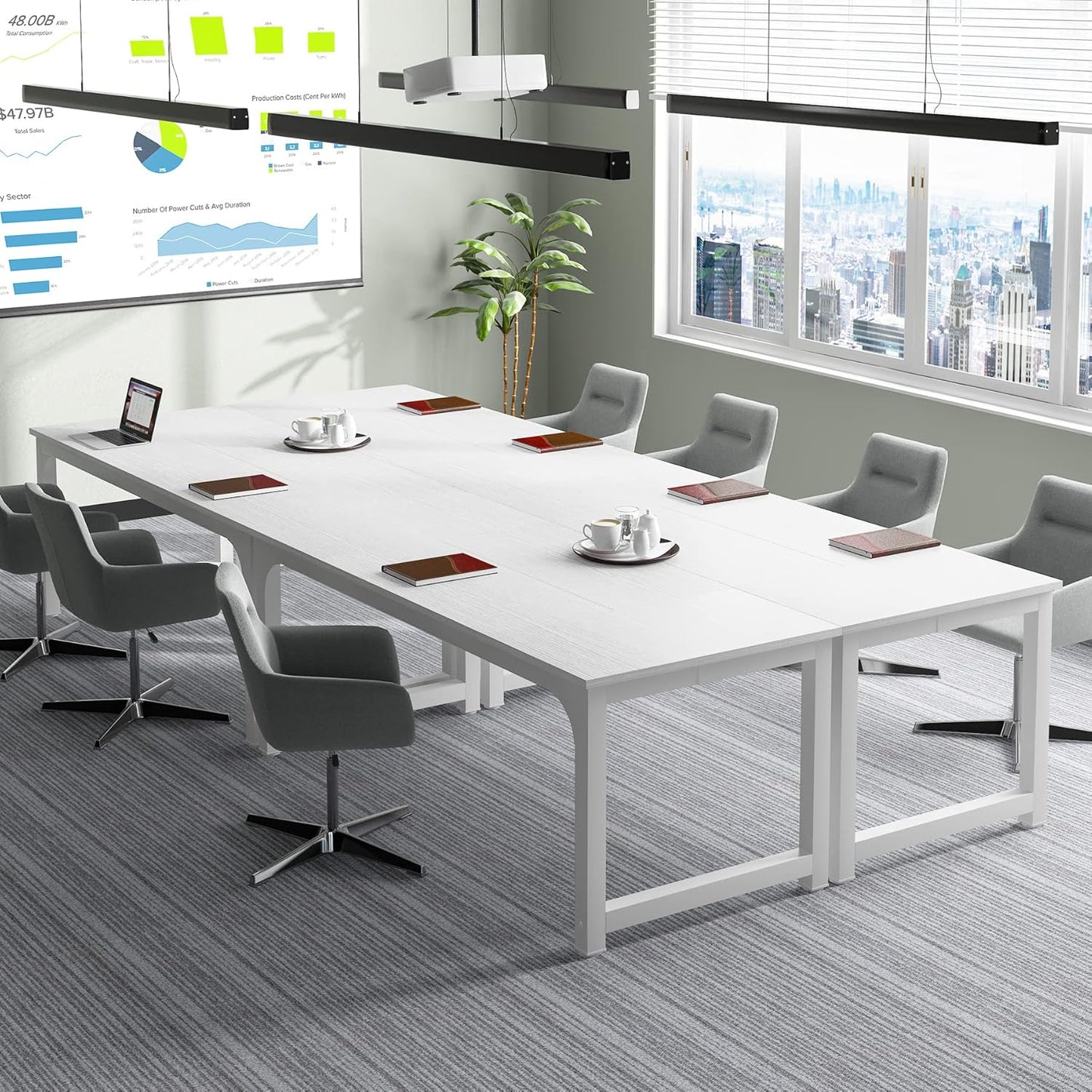 Tribesigns Computer Desk 180x80CM Large Industrial Desk for Home Office, PC and Laptop Workstation with Spacious Worktop and Leg Space, Sturdy Metal Frame (White)