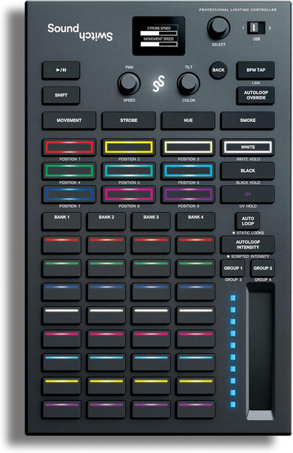 DMX-Controller – Lichtcontroller – DJ-Lichtcontroller – Verlichtingscontroller – DMX-Interface – 2 DMX-Universes – 1,5-Inch OLED-Scherm