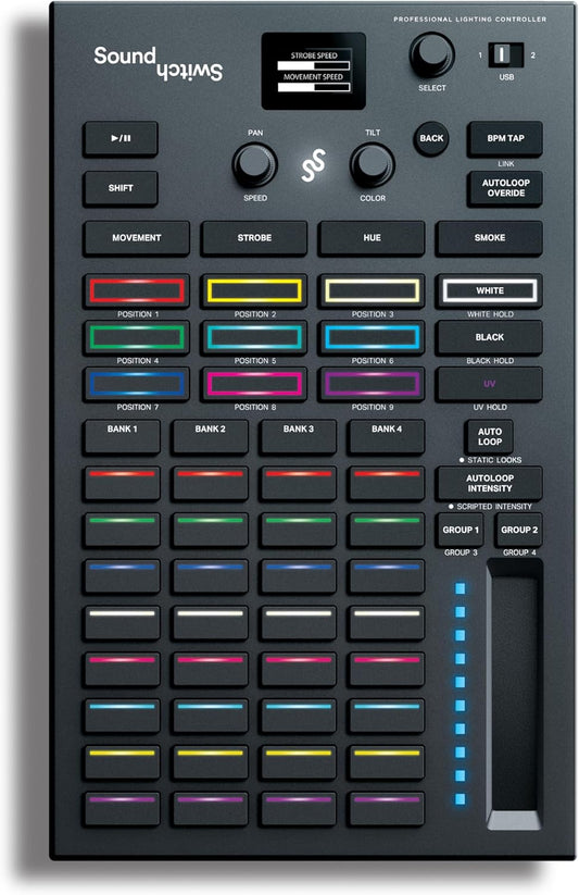 DMX-Controller – Lichtcontroller – DJ-Lichtcontroller – Verlichtingscontroller – DMX-Interface – 2 DMX-Universes – 1,5-Inch OLED-Scherm