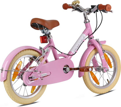 PROMETHEUS BICYCLES Retro kinderfiets vanaf 4 jaar - Meisjesfiets 14 inch kinderfiets meisjesfiets kinderen PETITAGE in roze