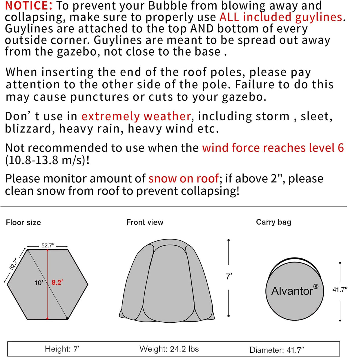 Alvantor Winterscherm Huiskamer Campingtent Luifel Tuinhuisjes 4-6 personen voor terrassen, grote extra grote weerpod, premium kas instant pop-up tent, sneeuw- en regenbescherming (10'x10')