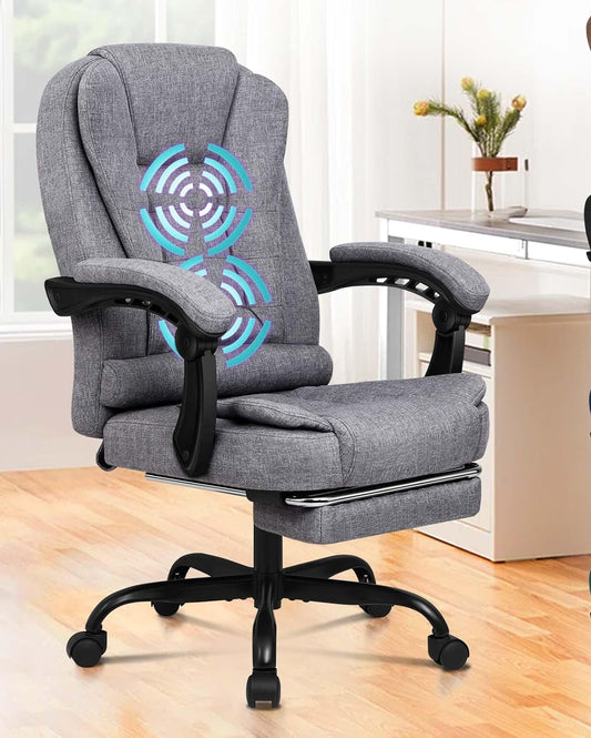Ergonomische bureaustoel – Gamingstoel – Managersstoel – Draaistoel – Computerstoel – Massagefunctie – Fluwelen bekleding – 150° kantelbaar – Inklapbare voetensteun