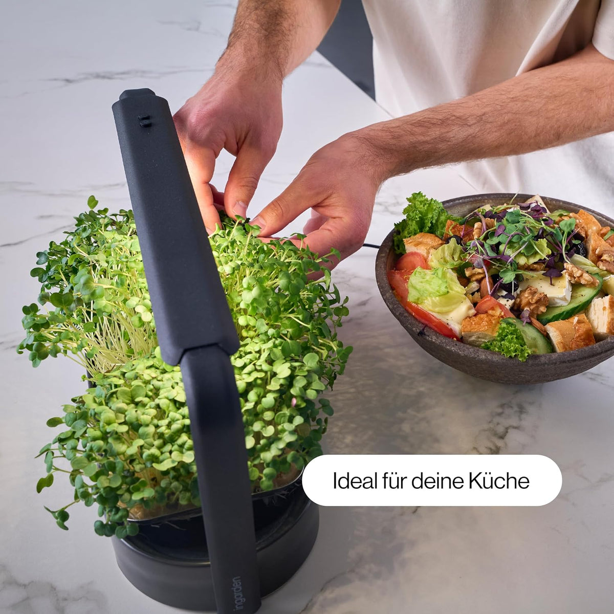 Smart Garden Starter Set - Indoor LED Groenbak - 12 Biologische Zaadpads - Oceaanplastic Wit - Scandinavisch Design - 7 Dag Oogst