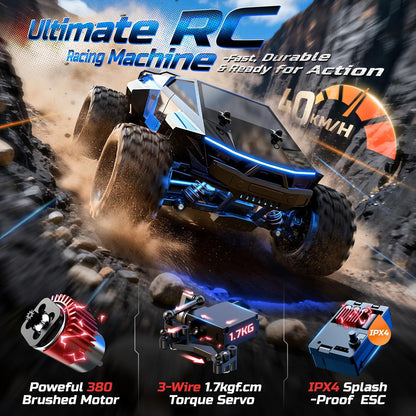 RC Auto – Bestuurbare Auto – Afstandsbediening Voertuig – Offroad Truck – Racewagen – 1:18 Schaal – 40 km/u Snelheid – Waterdicht Met 2 Batterijen