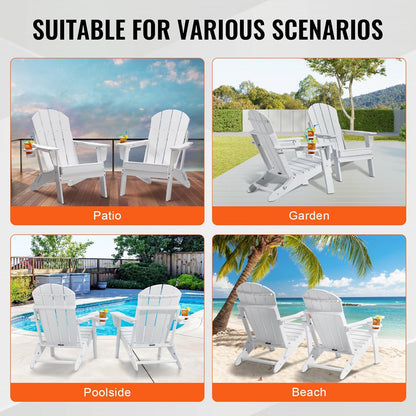 VEVOR Adirondack Stoel van kunststof, set van 2 draagbare opvouwbare vuurkorfstoel, outdoor Adirondack terrasstoel met bekerhouder, met ontspannende armleuning, ergonomisch, voor tuin, achtertuin -