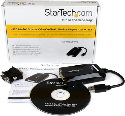 StarTech.com USB 3.0 naar DVI/VGA-adapter - 2048x1152 - Externe video- en grafische kaart - Dual Monitor Display Adapterkabel - Ondersteunt Mac & Windows (USB32DVIPRO)