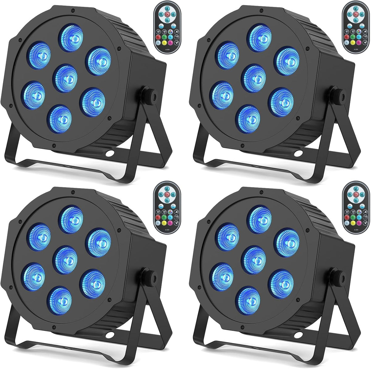 RGBW LED Par, 4PCS 7 LED Spotlight Podiumlicht met afstandsbediening 8 Modi Disco Lichteffecten voor DJ Bar Bruiloft Kerst Haloween Verlichting