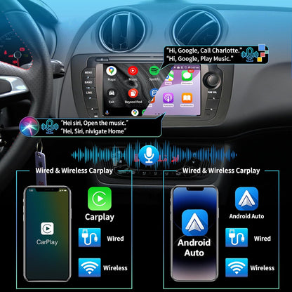 Autoradio – Auto Radio – Wagenradio – Inbouwradio – Multimedia Radio – Wireless CarPlay & Android Auto – 7 Inch Touchscreen – Bluetooth 5.0 Handsfree