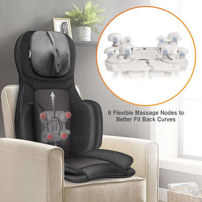 Snailax Shiatsu massagestoelkussen voor het hele lichaam, met warmte- en luchtcompressie, kneden, volledige rugmassagezetel, draagbare massagepad voor rug en nek, geschenken