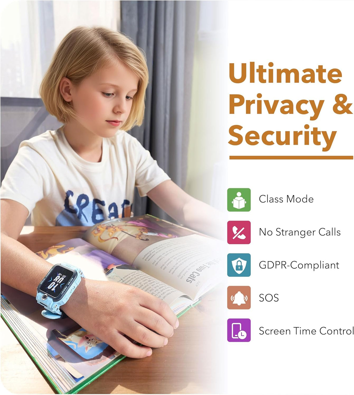 imoo Z7 Smartwatch voor kinderen met telefoon, kindersmartwatch, kindersmartwatch met telefooncall en langdurige video, IPX8 waterdicht (blauw)