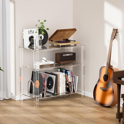 Platenspeler Rek Acryl Transparant – Platenspeler Tafel, Audiorack, Vinyl Meubel, Platenmeubel – Hoogwaardig Acrylglas – 80 x 40 x 74 cm