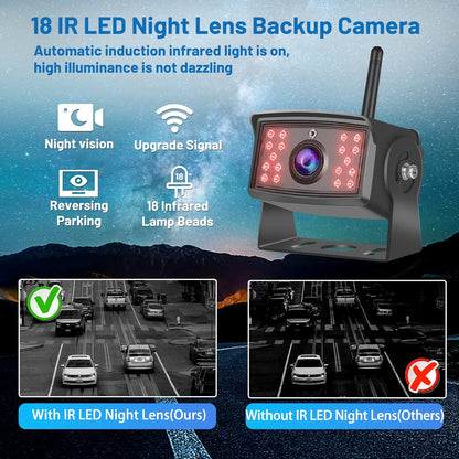 Achteruitrijcamera – Draadloze Camera – Parkeercamera – Rear View Camera – Achteruitkijkcamera – 7 Inch IPS Scherm – 1080P HD Met Nachtzicht - QUORE