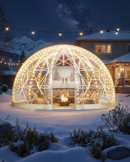 VEVOR Tuinkoepeltent, 2,9 x 1,7 m outdoor doorzichtige bubbeltent voor 2-4 personen, weerbestendige geodetische koepelkas met raam, PVC iglotenten voor achtertuin, patio, camping, feest, bruiloft