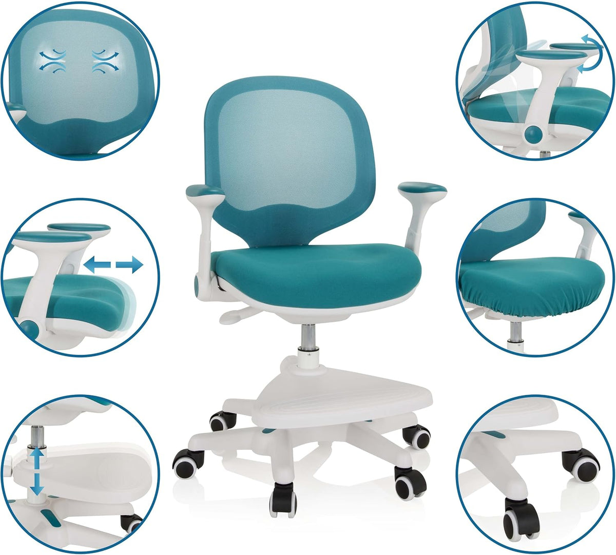 hjh OFFICE kinderstoel KID ERGO stof/netstof Blauw