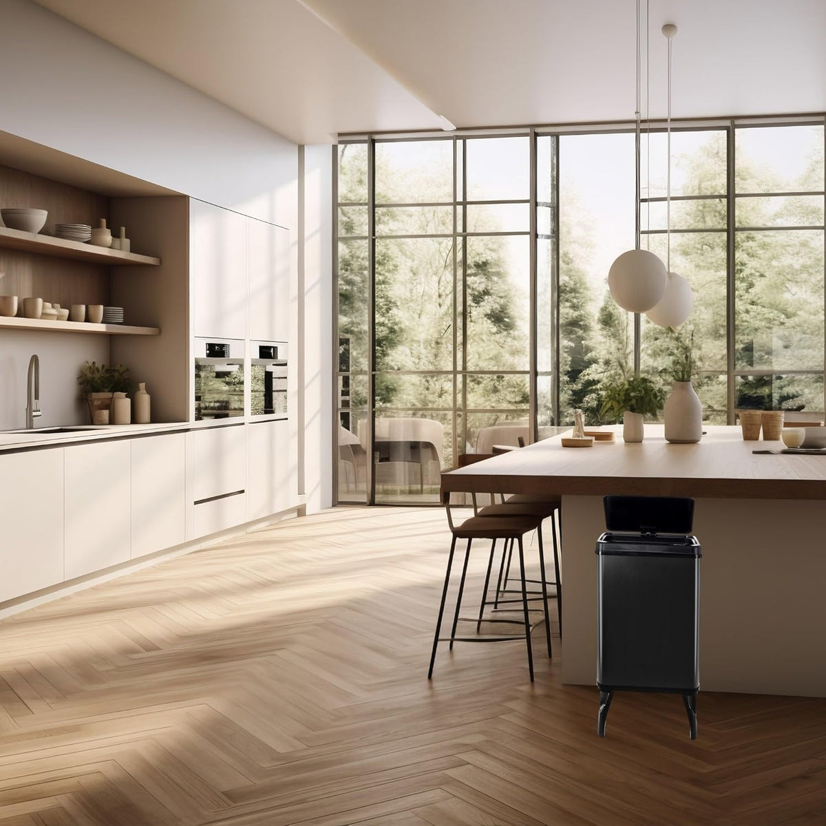 WELL HOME MOBILIARIO & DECORACIÓN 2 x Smart vuilnisemmer, 40 l, hoogte: 71,5 x 35,5 x 26 cm, zwart met magnetische etiketten