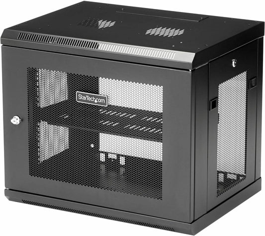 Wandmonteerbare 9U Netwerkkast – Serverkast, Patchkast, Rackkast, Serverrack – 19-Inch Met 1U Schap – 38 Cm Montagediepte, Afsluitbaar En Geventileerd