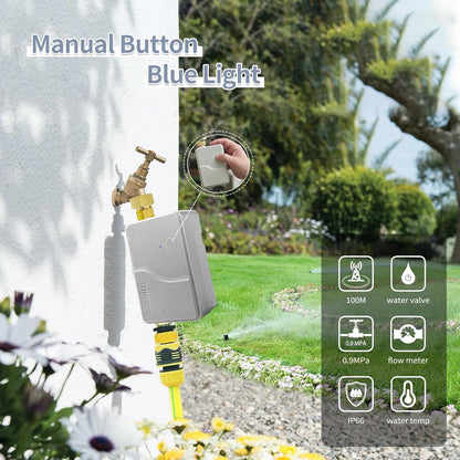 ECOWITT Tuinsproeier irrigatie timer WFC01, automatische bewateringstimer, druppelirrigatiesysteem, landbouw zelfbewateringssysteem voor planten met waterdichte regeling, watertimer + hub GW2000 +