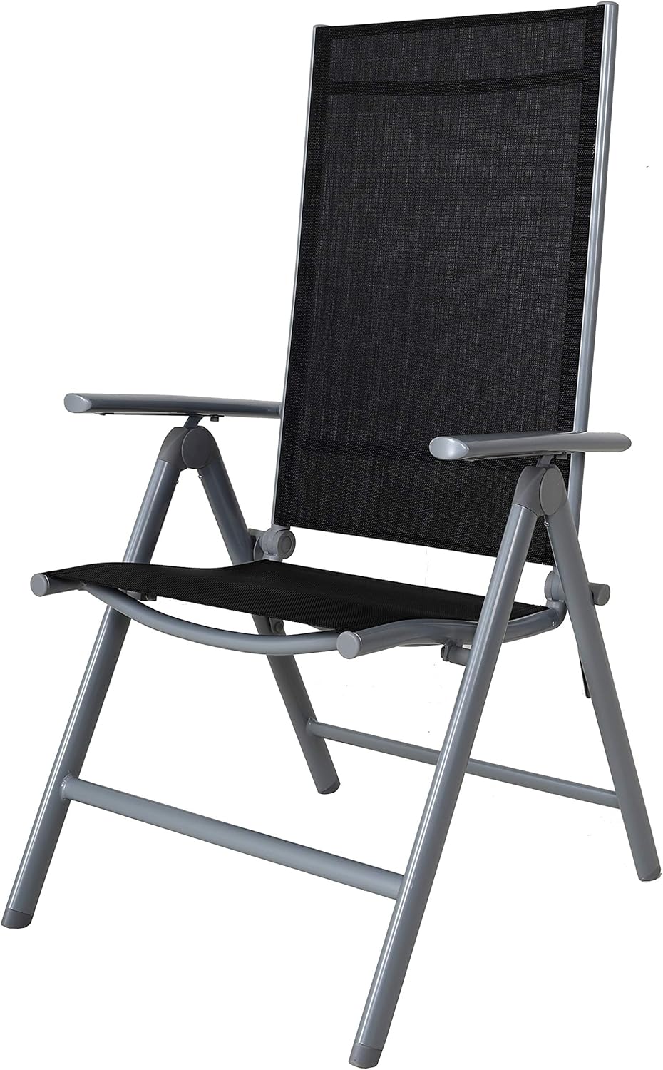 Chicreat High-Back Folding Camping Chair, Silver/Black, Aluminium
