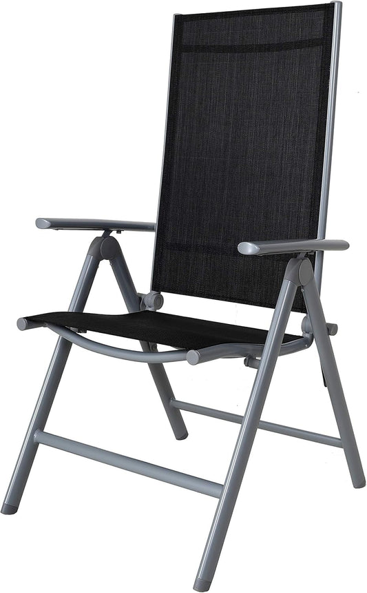 Chicreat High-Back Folding Camping Chair, Silver/Black, Aluminium