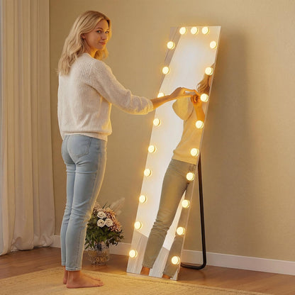 XL Spiegel – Staande Spiegel – Randloze Spiegel – Volledige Lengte Spiegel – Hollywood Spiegel – RGB LED Verlichting – Gehard Glas 150x40 cm