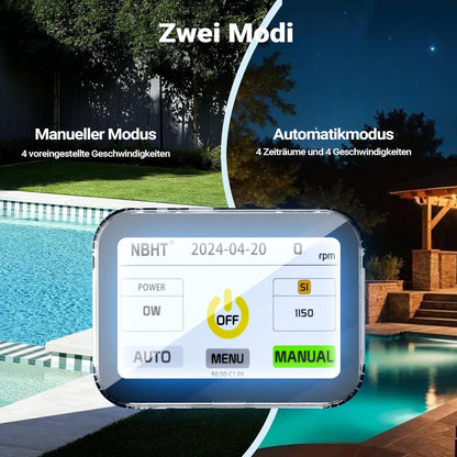 XPOtool zwembadpomp met variabele snelheid 1500W poolpomp 33.600 l/h circulatiepomp opvoerhoogte 18m