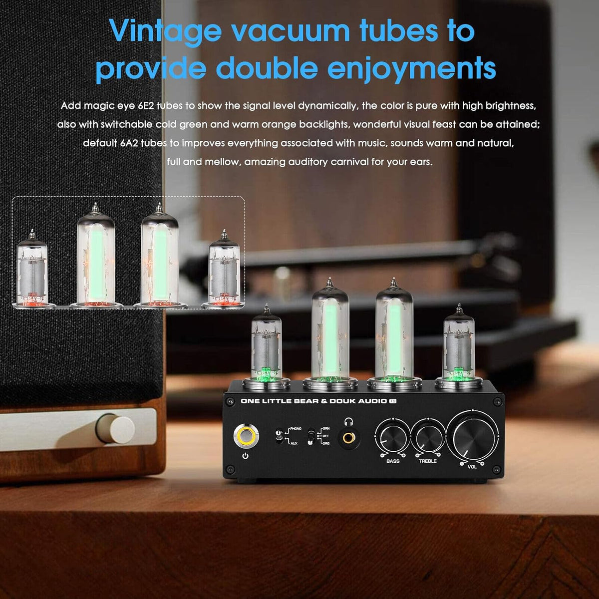 HiFi 6E2 Buizenvoorversterker Phono Preamp voor MM/MC Platenspelers Hoofdtelefoonversterker