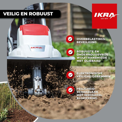 IKRA Elektrische Grondfrees Cultivator IEM 800S, werkbreedte 30 cm, werkdiepte 20 cm, grijs/rood/zwart