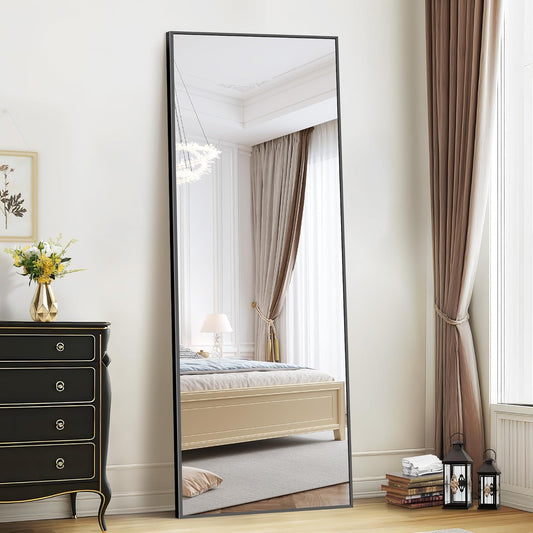 Staande Spiegel – Passpiegel – Wandspiegel – Voll Lichaam Spiegel – Full Body Spiegel – 179 x 70 cm – Zwart Aluminium Frame
