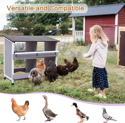 Chicken nest for chickens, chicken nest with sloping bottom, with ventilation holes, easy cleaning, 4 compartments chicken coop winter proof, L x W x H 82 x 38 x 82 cm, storage room - QUORE
