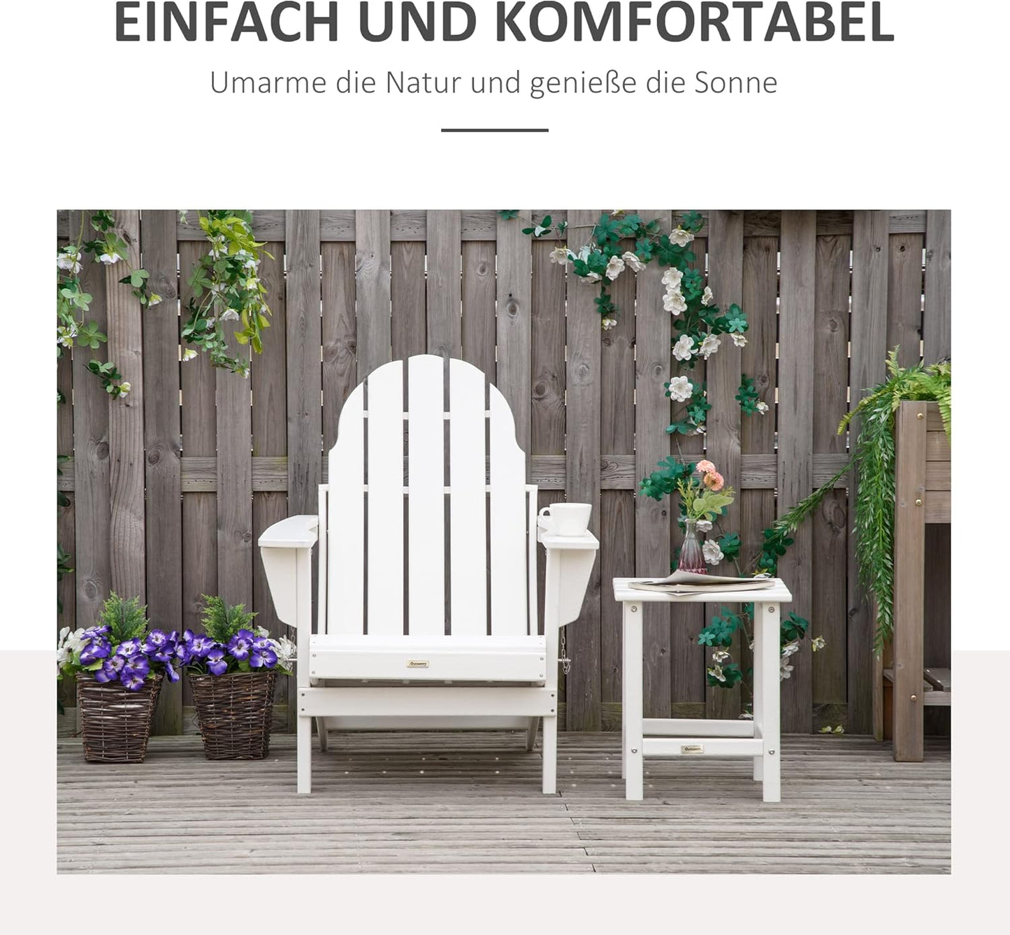 Adirondack Tuinstoel – Buitenstoel – Balkonstoel – Lounge Stoel – Klapstoel – Weerbestendig HDPE Materiaal – Inklapbaar & Draagbaar - QUORE