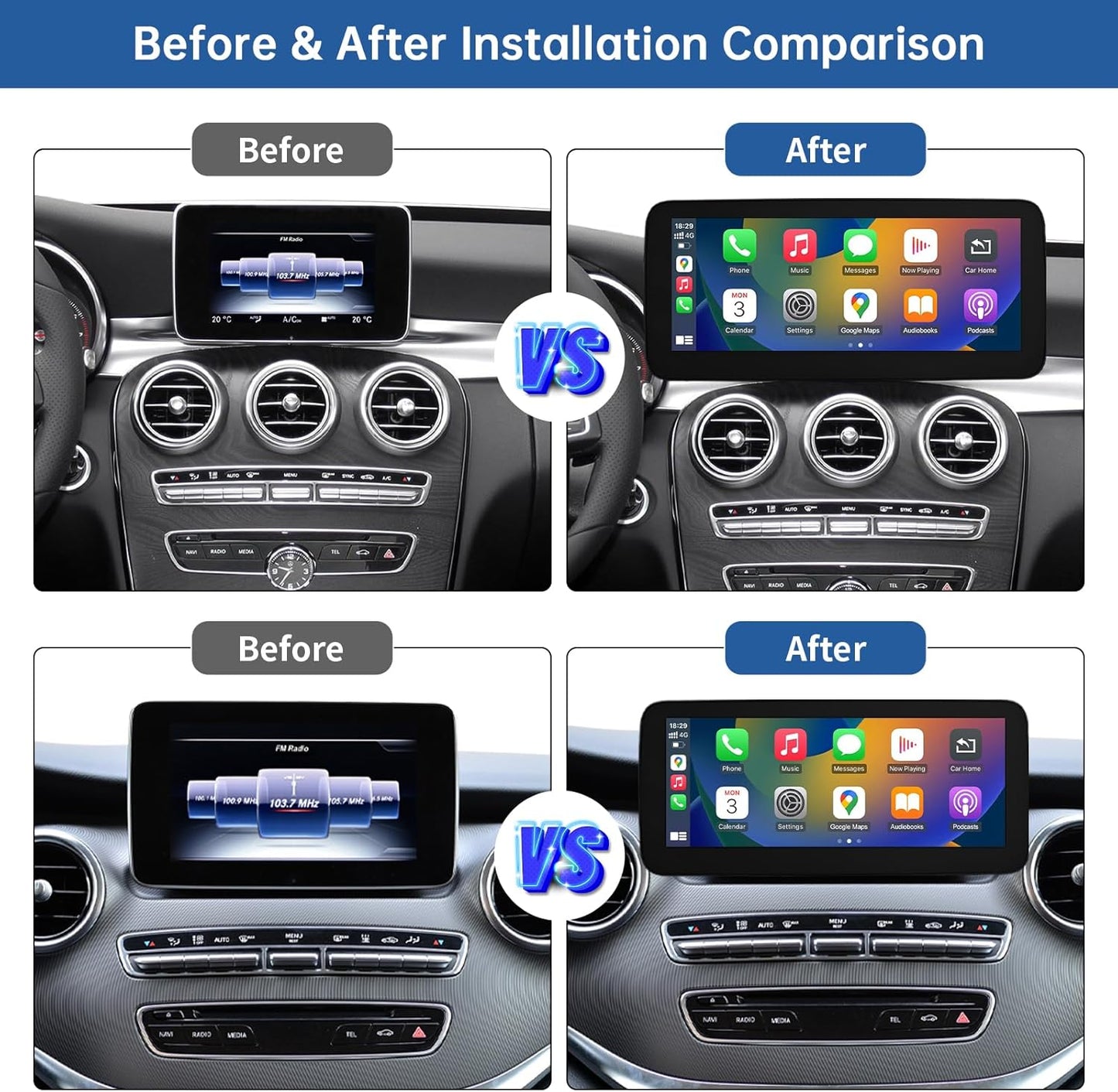 Road Top 12.3 Inch Autoradio Draadloze CarPlay Android Auto Touch Screen voor Mercedes Benz C GLC V Klasse W205 W447 2016-2018 Jaar met NTG5.0, Ondersteuning Mirrorlink