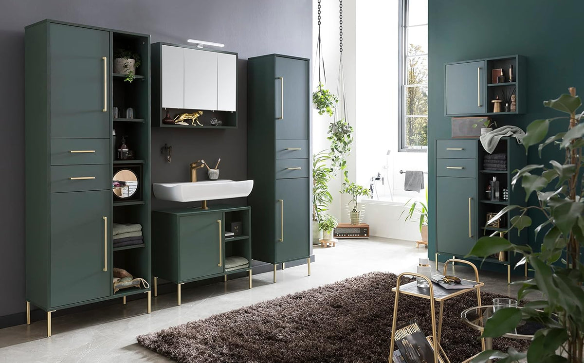 Schildmeyer Kent Wastafelonderkast 151133, bosgroen/goud, 65,3 x 33,1 x 63,3 cm