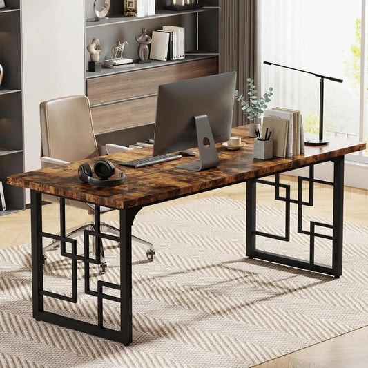 Industrieel Bureau – Computertafel – Gamingbureau – Kantoorbureau – Werkplek Bureau – 160x80 cm – Stabiel MDF Blad Met Zwart Stalen Frame - QUORE