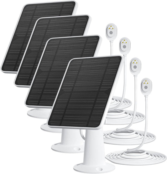 Zonnepaneellader compatibel met Arlo Ultra/Ultra 2/Pro 3/Pro 4/Pro 3 schijnwerper beveiligingscamera, 5V 4W zonnepanelen opladen IP65 weerbestendig met 10ft oplaadkabel verstelbare wandmontage, 4