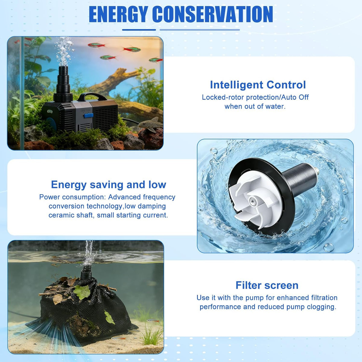 Super ECO Vijverpomp voor buiten, 1400 l/u, 120 W, filtratie met laag verbruik, elektrische waterpomp voor koikarpers, oase, tuin, beek - verstelbaar voor watervalfontein