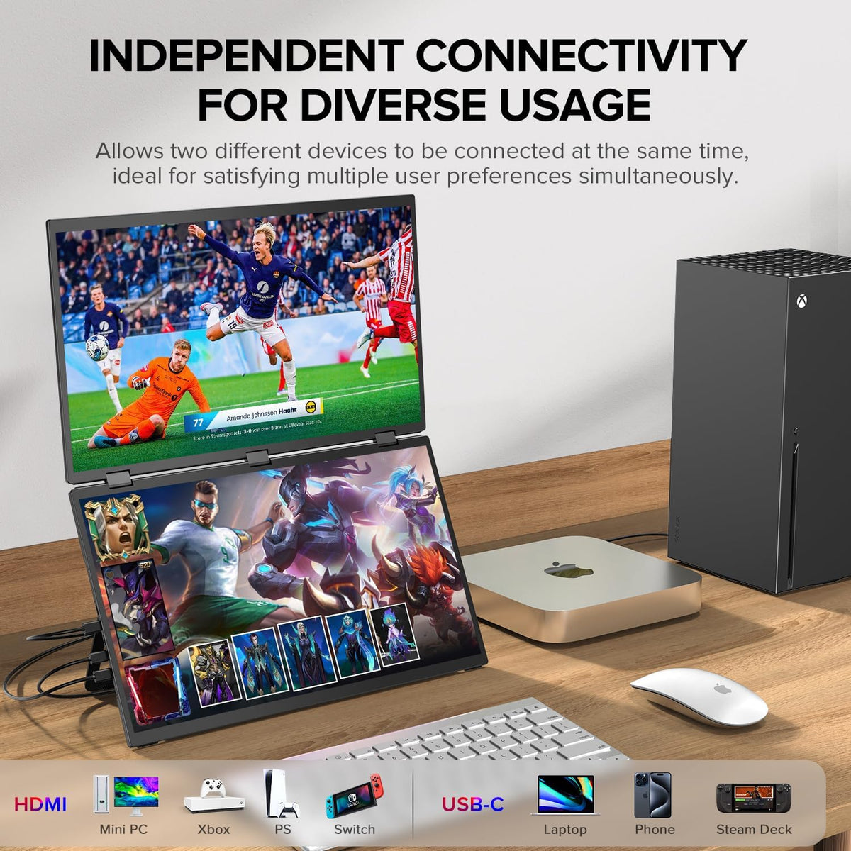 UPERFECT Delta 18.5" 100Hz Portable Monitor, Laptop Screen Extender 1080P HDR 360° Folding Stacked Triple Monitor with Stand & VESA for Laptop PC Phone Game Console (No Driver) - QUORE