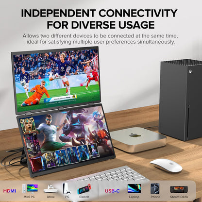 UPERFECT Delta 18.5" 100Hz Portable Monitor, Laptop Screen Extender 1080P HDR 360° Folding Stacked Triple Monitor with Stand & VESA for Laptop PC Phone Game Console (No Driver) - QUORE