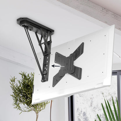 RICOO TV plafondhouder, elektrisch, inklapbaar, voor 23-55 inch, universele tv-beugel plafond SE0544, tv-houder, tv-lift, plafondhouder voor televisies tot 30 kg met max. VESA 400 x 400 mm
