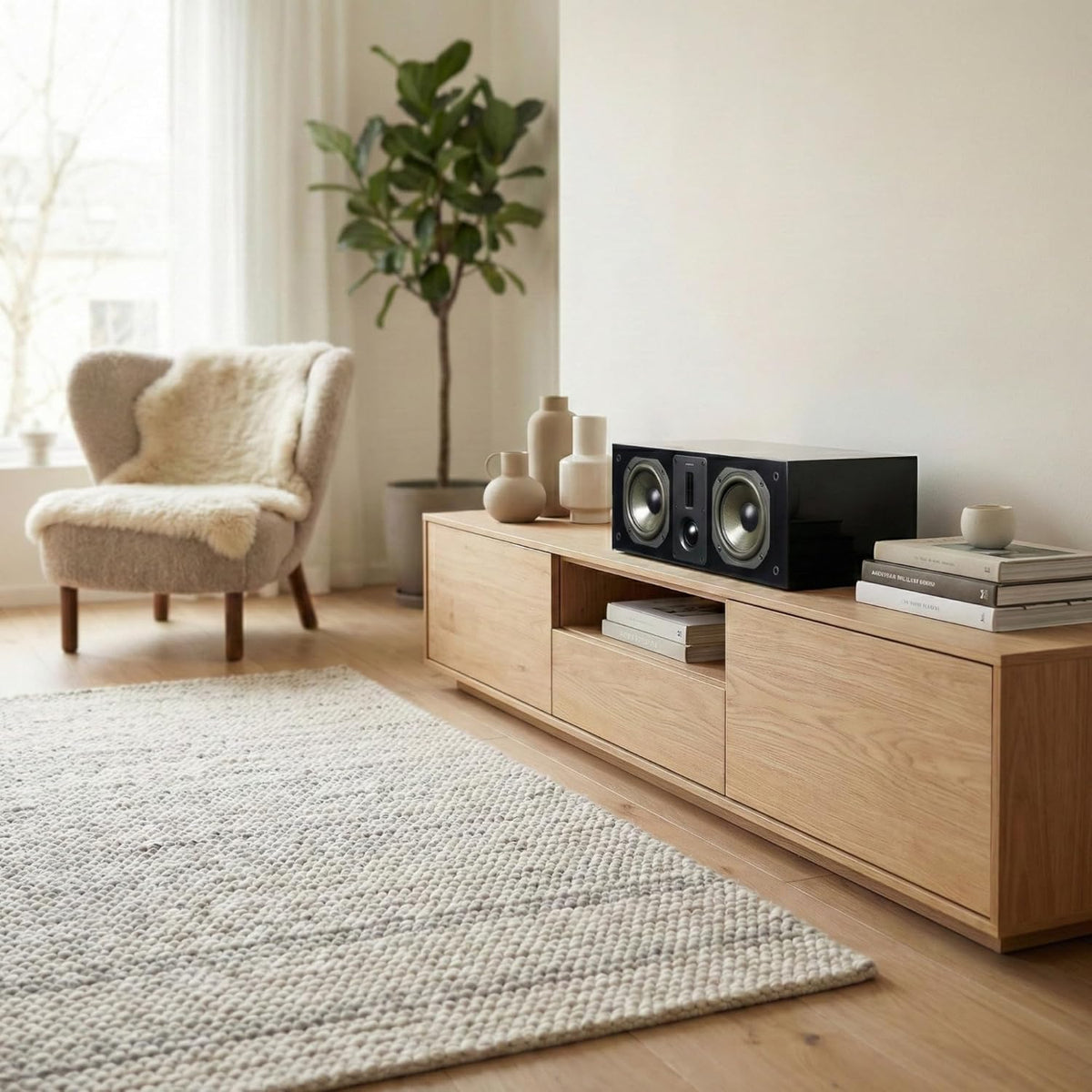Dynavoice Definition DC-5 Center Luidspreker 3-Weg Home Cinema | 125W RMS | 36-32000 Hz | Hoogglans Zwart Front, Mat Zwart Behuizing, Afneembare Zwarte Stoffen Grille | GEEN Bluetooth