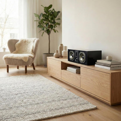 Dynavoice Definition DC-5 Center Luidspreker 3-Weg Home Cinema | 125W RMS | 36-32000 Hz | Hoogglans Zwart Front, Mat Zwart Behuizing, Afneembare Zwarte Stoffen Grille | GEEN Bluetooth