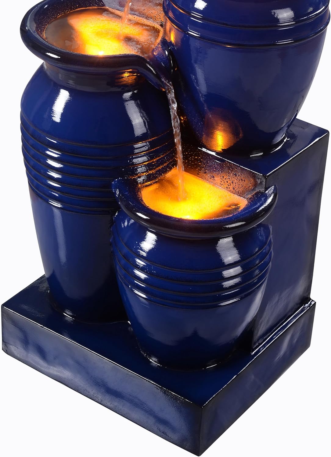 Teamson Home 73 cm 4-Tier Cascading Bowl Zonne-energie Water Fontein voor Outdoor Woonruimtes, Navy