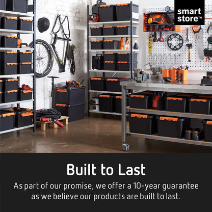 SmartStore Heavy Duty Opbergdozen met Deksels 31 L Set van 6 - Nestbare & Stapelbare Schokbestendige Gereedschapskistenset - BPA-vrije voedselopslagcontainers - Plastic Opbergdoos met Deksel